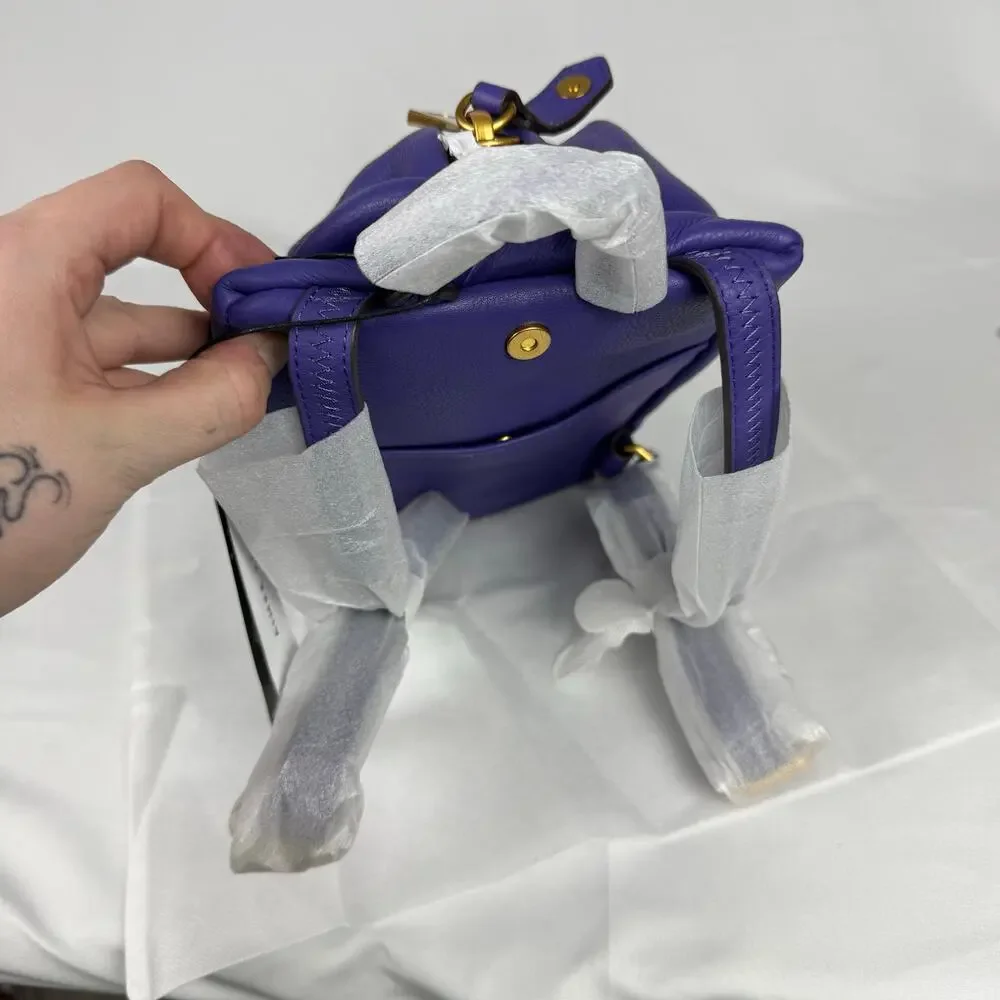 Aimee Kestenberg Purple Tamitha Mini Leather Cotton Backpack Crossbody NWT - Picture 9 of 15